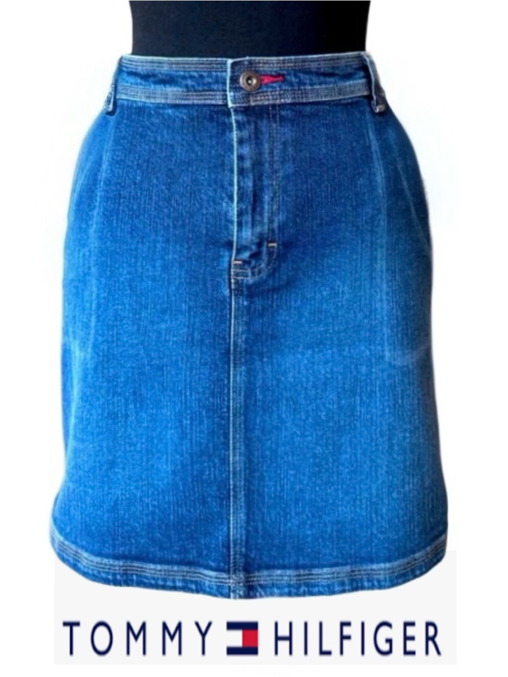 TOMMY HILFIGER Vintage Denim Carpenter Skirt (14)